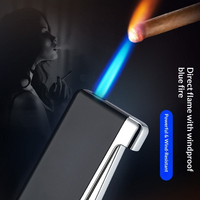 Briquet torche gonflable personnalisé en gros avec flamme à jet direct. Briquet à cigares avec gaz butane rechargeable.