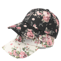 Casquette de baseball personnalisée à imprimé floral, 6 panneaux, visière incurvée vintage, casquette de sport réglable, chapeau de soleil souple et structuré pour hommes et femmes