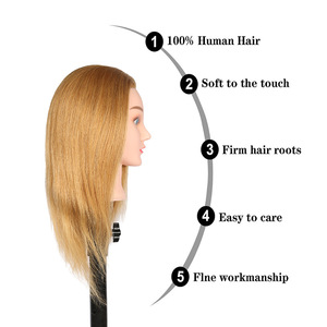 Tête <span class=keywords><strong>d</strong></span>'entraînement en cheveux naturels, modèle perruque 35 cm, durable, pour coupe de cheveux masculin, teinture et lissage spéciaux - Product Image 4
