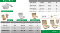 Boîtes à emporter écologiques en bagasse, conteneurs à clapet en fibres végétales pour la livraison d'aliments chauds et froids, restauration, vente en gros, usine