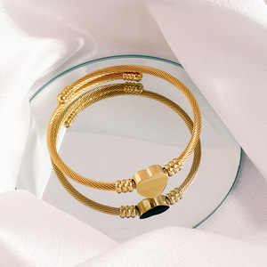 Pulsera de Zirconia con Diamantes Completos para Mujer en Múltiples Estilos de Acero Inoxidable Chapado en Oro de 18K, Joyería Impermeable y sin Deslustre - Product Image 5