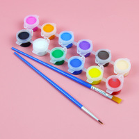 Juego de Pintura Acrílica Reutilizable Panwenbo, 12 Colores en Tiras, con 2 Pinceles, Pinturas Acrílicas No Tóxicas en Frascos