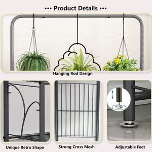 Support pour <span class=keywords><strong>plantes</strong></span> multiples à 3 niveaux, pour balcon, jardin, patio, intérieur et <span class=keywords><strong>extérieur</strong></span>, grand support d'angle suspendu pour <span class=keywords><strong>plantes</strong></span>, <span class=keywords><strong>étagère</strong></span> à fleurs en métal - Product Image 6