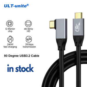ULT-Unite USB3.<span class=keywords><strong>2</strong></span>ชุบทอง240วัตต์สายเคเบิล PVC ชนิด USB-C แบบถัก5A 0.5ม. 1ม. <span class=keywords><strong>2</strong></span>ม. 3ม. รูป L - Product Image 1