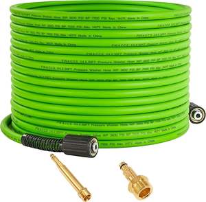 Manguera de lavadora eléctrica sin dobleces Manguera de lavadora de coche 1/4 Mangueras de extensión de 50 pies con 2 accesorios de latón - Product Image 1