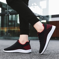 Chaussures de sport pour hommes, respirantes, en maille Fly Knit, fermeture à lacets, semelle extérieure en PVC, légères, amorties, pour la marche