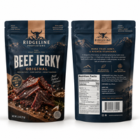 Sacs d'emballage personnalisés pour aliments secs, sachets refermables thermoscellables en plastique pour biltong et viande séchée
