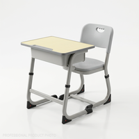 Ensemble bureau et chaise pour étudiants, très vendu, réglable, ergonomique, avec structure métallique, table et chaise en MDF pour salle de classe