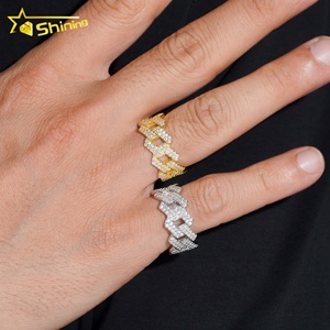 Nhẫn nam Hip Hop mạ đá Moissanite cao cấp, kiểu dáng Cuba hai hàng, đính đá VVS, khuyến mãi nóng - Product Image 1