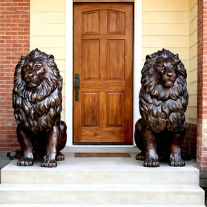 Tevi all'ingrosso a grandezza naturale Cast bronzo <span class=keywords><strong>leone</strong></span> statua scultura per la porta anteriore ornamento - Product Image 1