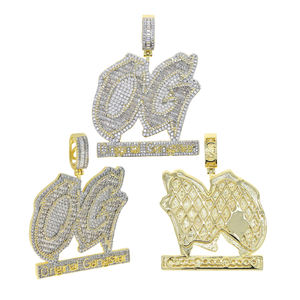 สร้อยคอจี้ตัวอักษร OG แบบสองสี ประดับเพชร CZ สไตล์แก๊งสเตอร์ พร้อมจี้ OG สีดำ ประดับเพชรคิวบิกเซอร์โคเนีย สำหรับผู้ชาย สไตล์ฮิปฮอป - Product Image 5