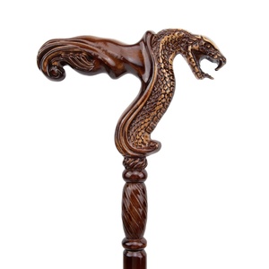 Canne de <span class=keywords><strong>marche</strong></span> décorative en <span class=keywords><strong>bois</strong></span> brun Cobra Snake, pour cosplay, fête, Halloween, mace, baguette, croix, 92 cm - Product Image 2
