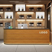 Comptoir de réception moderne en bois avec éclairage LED et logo personnalisé pour bar, café, boutique de détail