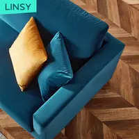 Linsy ใหม่ล่าสุดสีน้ำเงินเข้มสไตล์นอร์ดิกห้องนั่งเล่นร้อนขายบ้านและโรงแรมเฟอร์นิเจอร์ผ้ากำมะหยี่ L 1 + 2 + 3เซ็ตโซฟาตัดส่วน S049
