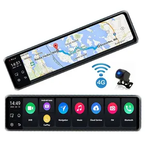 2024 trend 12 "pantalla 4G LTE ayna Dash kam ADAS DVR 4 + 64G araba dvr'ı GPS Navi & parça Android için kablosuz Carplay ile APK