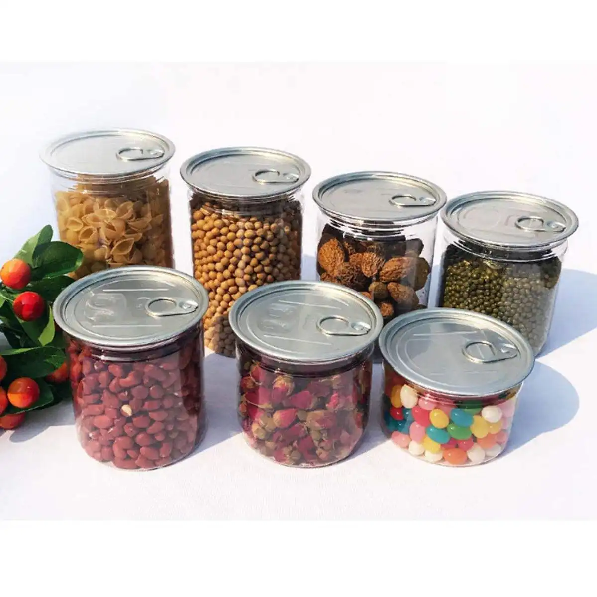 Top Seal Of Can Easy Lids Lock Air Tight Jar Bpa Free High Clear Pet Jar Plastic Food Storage Containers