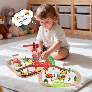 Juego de <span class=keywords><strong>Tren</strong></span> de Madera de 91 Piezas, Escala 1:5, Construcción de Lujo, Rompecabezas de Ensamblaje para Bebés y Niños Pequeños - Product Image 1