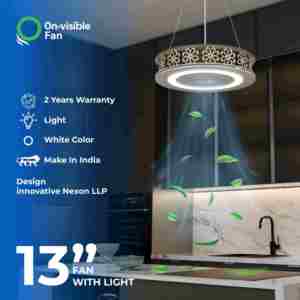 Invisible <b>ceiling</b> fan 13 inch BLDC motor LED <b>light</b> wood finish energy saving side exhaust for kitchen use - Product Image 3