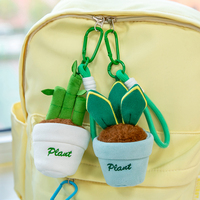 Porte-clés en peluche plante en pot de dessin animé, pendentifs en peluche personnalisés avec logo, jouets en peluche souples en forme de plante en pot extensible