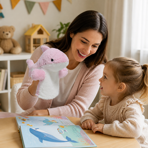 Marionnettes en peluche personnalisées à <span class=keywords><strong>bouche</strong></span> ouvrable, jouet animal marin en coton PP, interaction parent-enfant, anti-stress, brodé - Product Image 4