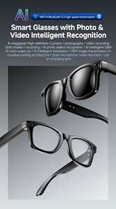 Lunettes Intelligentes W610T Monture Noire Verres Bleus Double Caméra Plastique Titane Idéales pour le Travail et les Voyages - Product Image 5