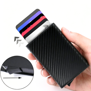 <strong>WaLlet</strong> for <strong>Men</strong> <strong>Leather</strong> RFID Fiber PU Credit Card Holder <strong>Wallet</strong> <strong>With</strong> Zipper <strong>Coin</strong> <strong>Pocket</strong> Metal Carbon <strong>Wallet</strong> for <strong>Men</strong> <strong>Leather</strong> - Product Image 1