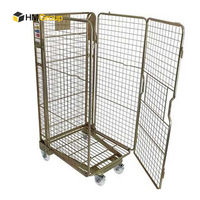 Conteneur de stockage pliable en métal à mailles mobiles personnalisable, conteneur logistique pliable, palette roulante
