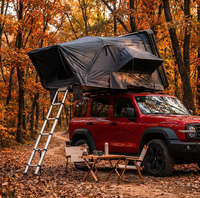 Tente de voiture pop-up d'extérieur en tissu imperméable avec toit rigide et échelle télescopique