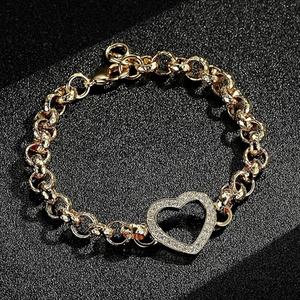 Pulsera JXX Chapada en Oro con Eslabones Estilo Gitano y Piedras, Longitud Ajustable, Diseño de Cadena Elegante, Joyería Sofisticada - Product Image 2