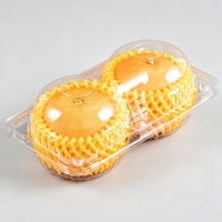 2-delige transparante PET plastic fruit clamshell verpakking, wegwerpbaar, voor sinaasappel en perzik verpakking, koepelvormig deksel, 0,3 mm dik, model 2A