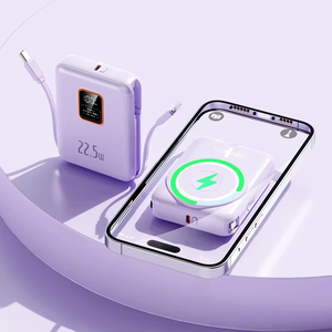 Fabrik preis PD 22,5 W Schnell ladung Magnetische drahtlose Power Bank 10000mAh Typ-C-Anschluss 2-in-1-Ladegerät mit LCD-Display und Kabeln - Product Image 6