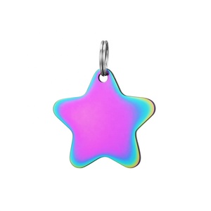 Llavero de Acero Inoxidable con Forma de Estrella Redondeada Creativa, Collar de Identificación de Mascota con Grabado Brillante Antipérdida, Accesorios - Product Image 6