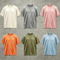 T-shirt unisexe col rond en jersey 100 % coton 210 g/m² personnalisé, délavé à l'acide, coupe oversize, écologique, uni et décontracté pour homme