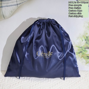 Sac à poussière en satin bleu de luxe avec cordon de serrage, logo personnalisé imprimé, sac cadeau pour chaussures, <span class=keywords><strong>pochette</strong></span> en soie - Product Image 2