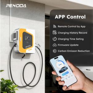 Estación <span class=keywords><strong>de</strong></span> Carga Rápida para Vehículos Eléctricos Penoda Nueva, 21-28kW, 240V, Monofásica, IP55 Impermeable, OCPP 1.6J/2.0.1, 2 Años <span class=keywords><strong>de</strong></span> Garantía, para Exteriores - Product Image 2