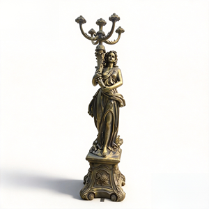 Support de lampe en laiton rétro européen en forme de déesse |   Meuble sur pied forgé à la main avec finition antique, personnalisation taille/couleur, pour hôtel - Product Image 1