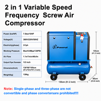 Compresseur d'air à vis Panrui 7,5 kW silencieux et compact 2-en-1, 0,8-1,2 MPa, anti-poussière et à faible bruit pour la réparation automobile et la pulvérisation