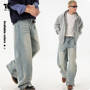Pantalones vaqueros largos rectos <span class=keywords><strong>de</strong></span> hombre, estilo americano, con efecto 3D, lavado y desgastado, <span class=keywords><strong>de</strong></span> cintura media, holgados, vintage, para verano y otoño. - Product Image 3