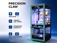 Machine à griffes commerciale avec éclairage LED néon complet, grand verre trempé, 110V 240V, à monnayeur, station d'arcade vidéo pour jouets à prix