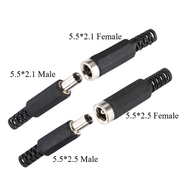 10pcs High Quality DC Connector 2.1*5.5mm 2.5*5.5mm Power Jack DC Power Conector 5.5x2.1 5.5x2.5 Male Female