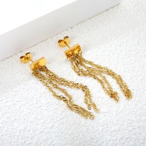 New Arrival Fashion Statement 18k PVD Gold Plated Waterproof Drop <b>Earrings</b> Stainless Steel <b>Long</b> Tassel <b>Earrings</b> for Women - Product Image 4