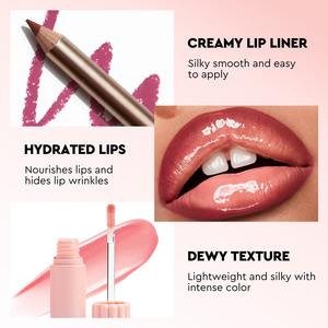 Set de Maquillaje de Labios Vegano de Marca Propia con 58 Colores de Alta Calidad Mate a Prueba de Agua Antiadherente Brillo Labial Rosa Brillante y Delineador - Product Image 3