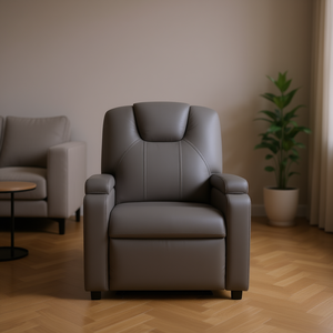 Poltrona Reclinabile in Ecopelle Grigia, Funzionamento Manuale, Design Contemporaneo, Arredamento per Soggiorno - Product Image 2