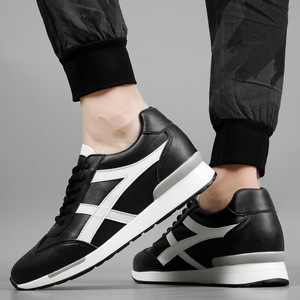 Invisible Height-increasing 8cm Men's Fashionable White <b>Sneakers</b> with Casual Lace-up Design and Invisible Mesh Lining - Product Image 4