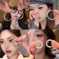 Boucles d'oreilles clous circulaires simples en alliage électroplaqué pour femme, style cool et élégant, haut de gamme, sensation unique, pour petit visage, personnalisées, tendance internet