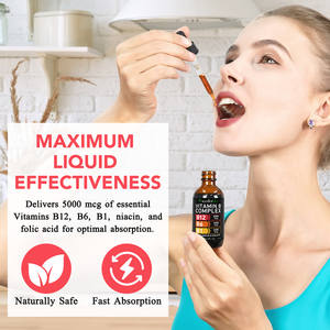 Acentiallabs 60ml Suplementos dietéticos Sabor a frambuesa Gotas líquidas orgánicas del complejo de vitamina <span class=keywords><strong>B</strong></span> para hombres Mujeres con vitamina <span class=keywords><strong>B</strong></span> <span class=keywords><strong>12</strong></span> - Product Image 3