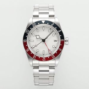 Montre mécanique automatique élégante pour homme de qualité supérieure avec cadran blanc, verre saphir, aiguilles lumineuses et fonction GMT séparée - Product Image 2