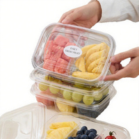 Boîtes d'emballage alimentaire rectangulaires jetables en plastique PE transparent pour fruits gâteau collations sandwich salade pain sucre