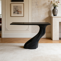 Table console Silhouette bio, finition mate foncée, meuble d'appoint sinusoïdal pour couloir, piédestal moulé futuriste, pédiment d'intérieur de luxe