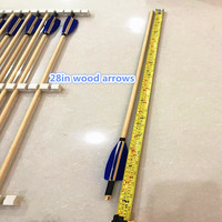 Flèches en bois traditionnelles pour tir à l'arc, diamètre 8 mm, 28 pouces, 35-50 livres, avec plumes naturelles, pour entraînement de tir en extérieur